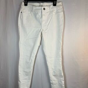St. John’s Bay Jeans Womens 6P Petite White Skinny Slim Mid Rise Stretch